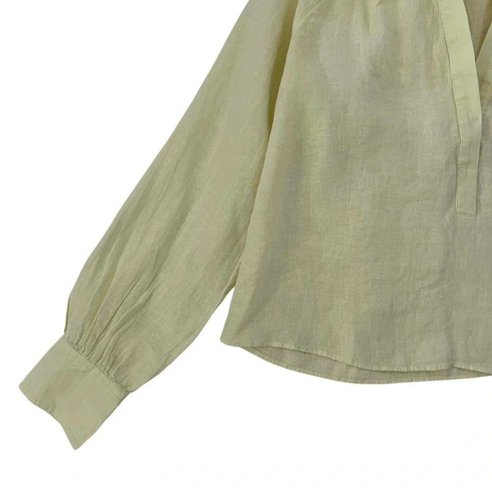 J. Crew Pale Yellow Linen Peasant Blouse - Picture 5 of 13